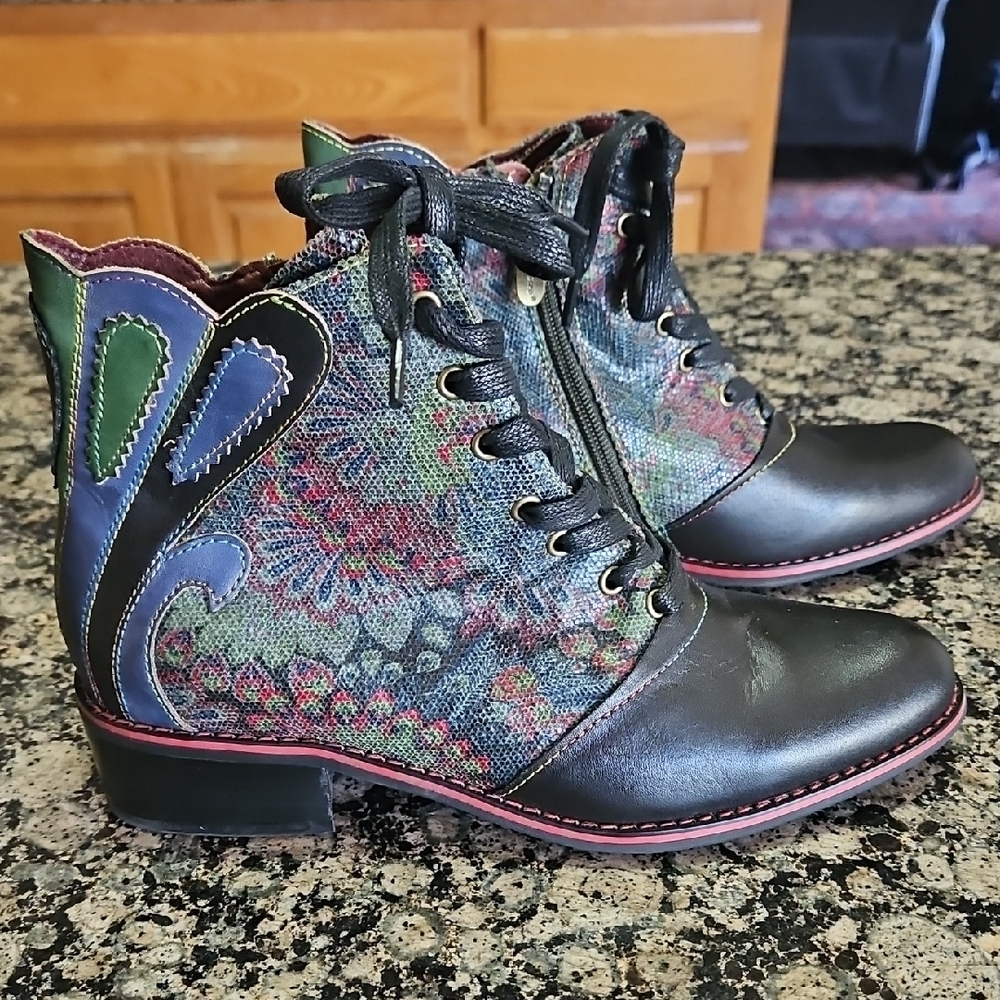 Spring Step Multicolor Lace Up Boots